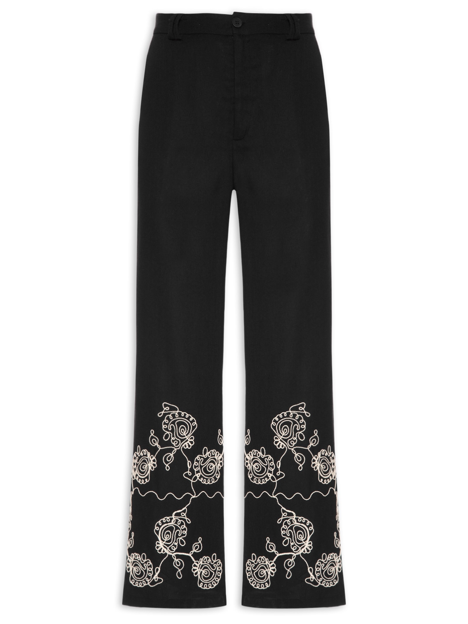 Calça Feminina Pantalona Bordada – Preto '2Essential