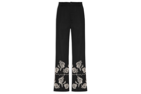 Calça Feminina Pantalona Bordada – Preto