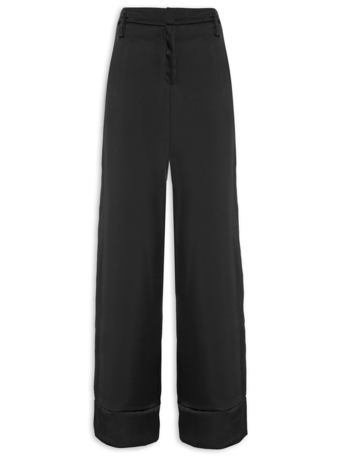 Vista 2 Calça Feminina Pantalona Cetim Fluid PRETO PRETO