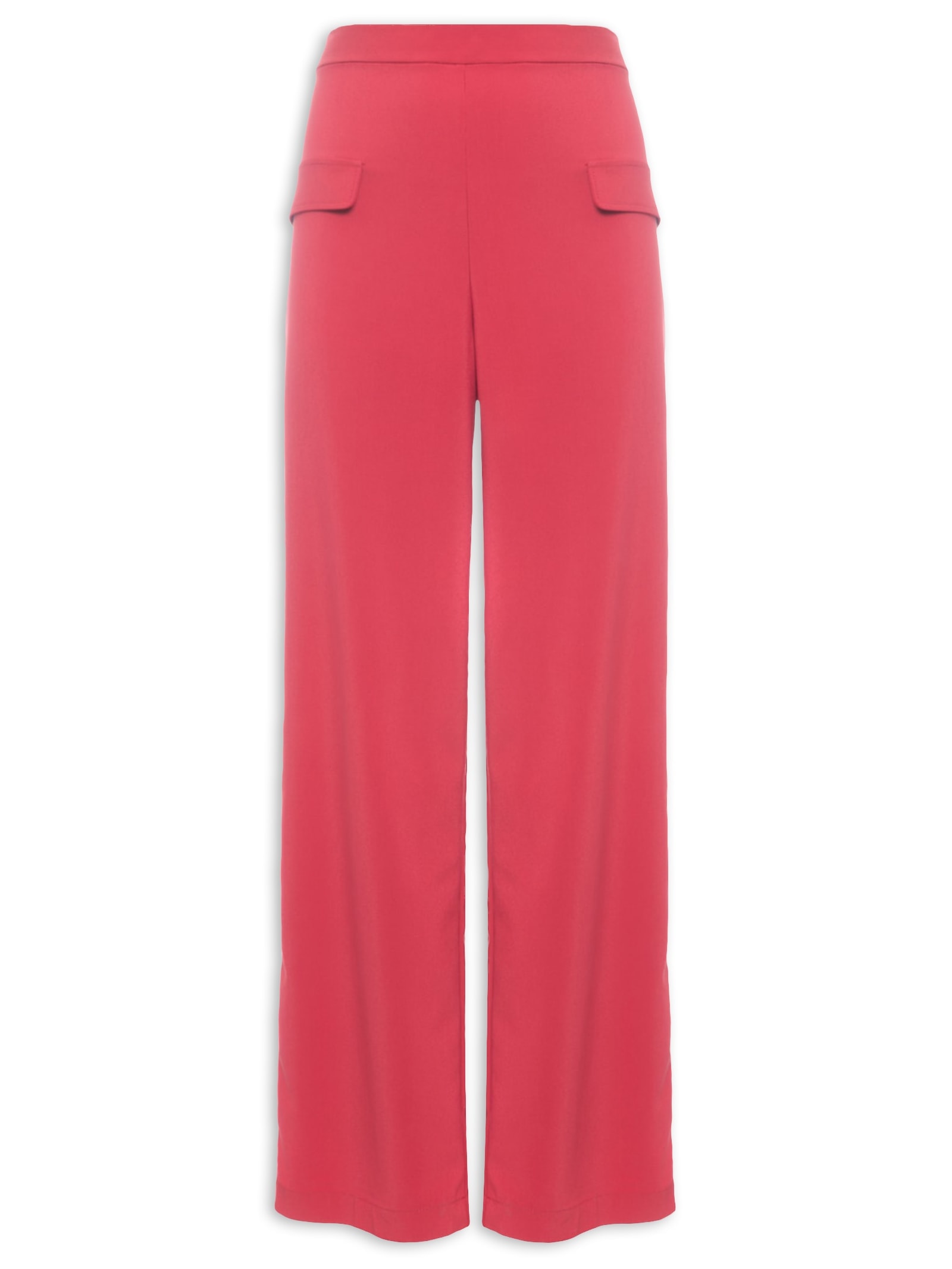Calça Feminina Pantalona Cintura Alta Bolso Dupla Vermelho '2Essential