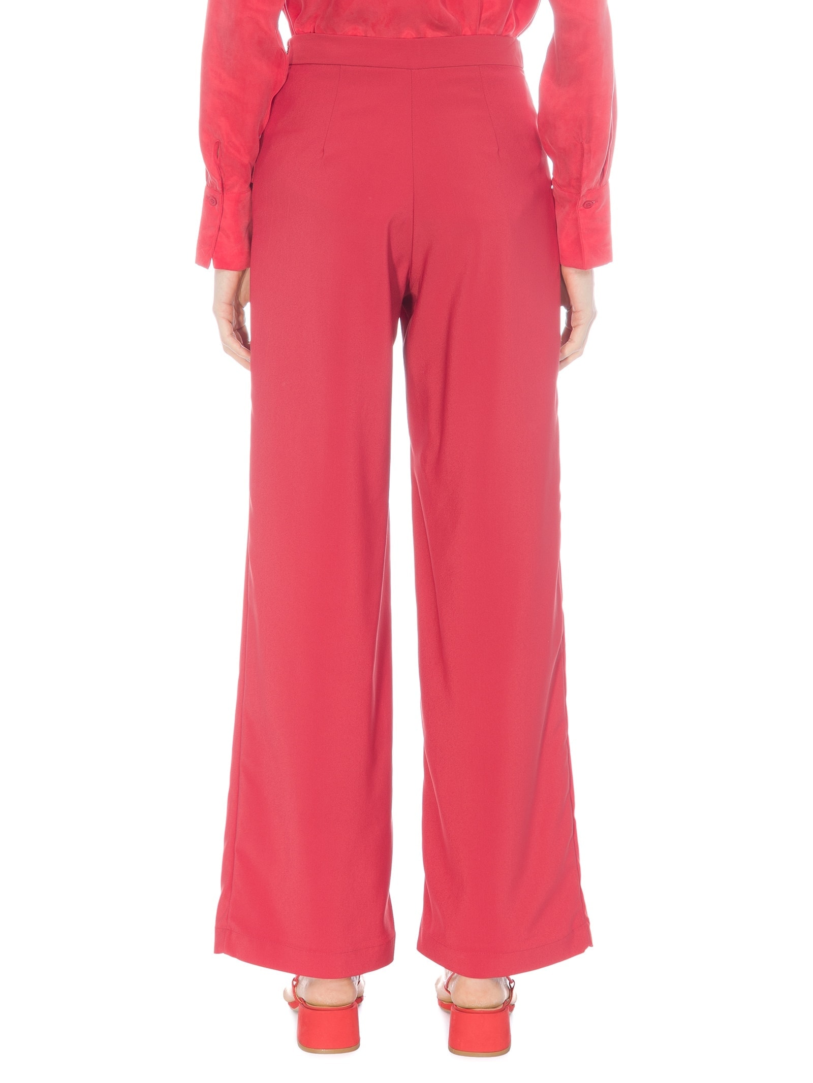 Calça Feminina Pantalona Cintura Alta Bolso Dupla Vermelho '2Essential