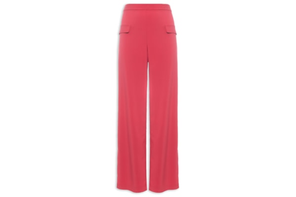 Calça Feminina Pantalona Cintura Alta Bolso Dupla - Vermelho