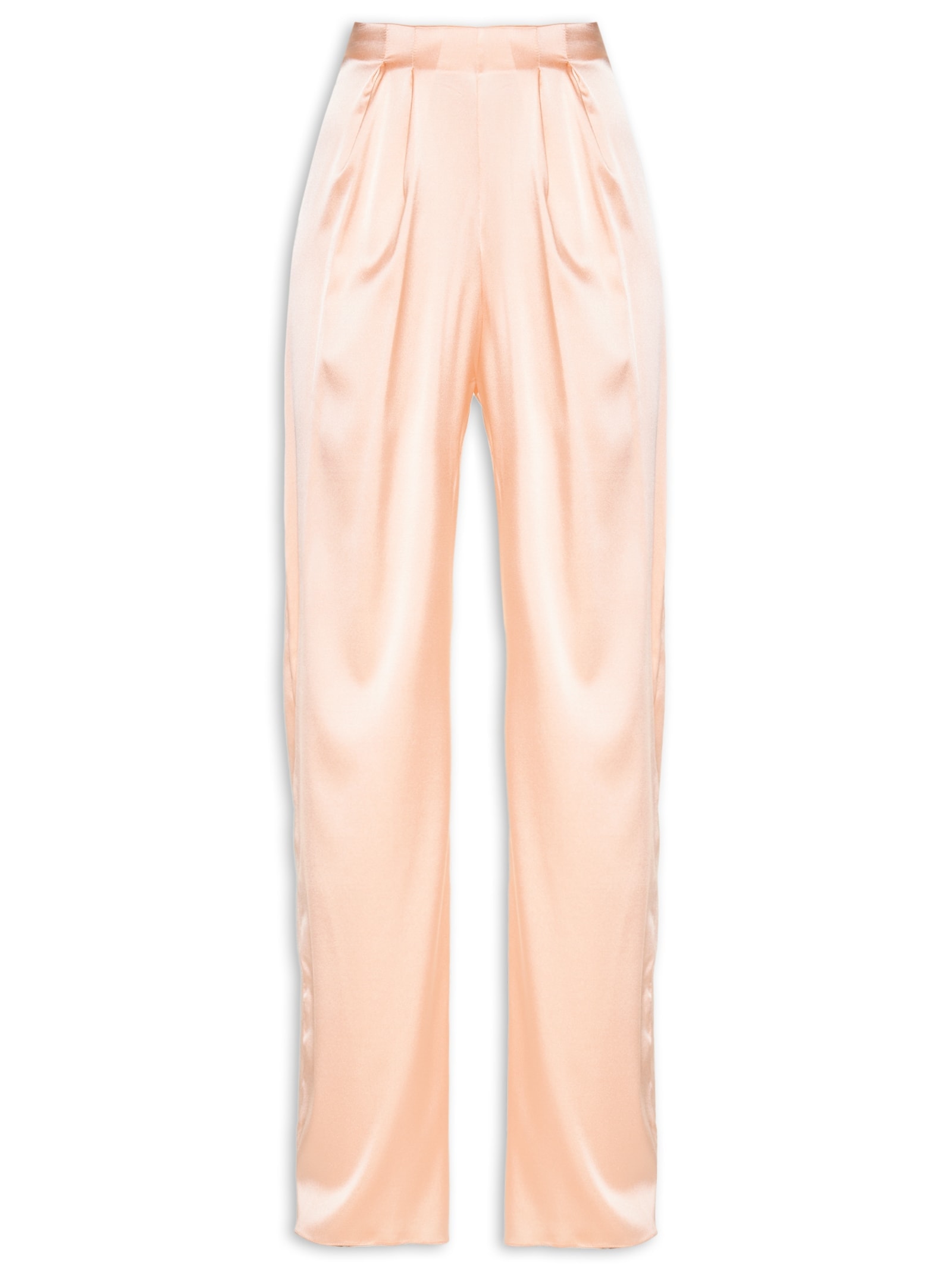 Calça Feminina Pantalona Cintura Alta Em Seda Rosa '2Essential