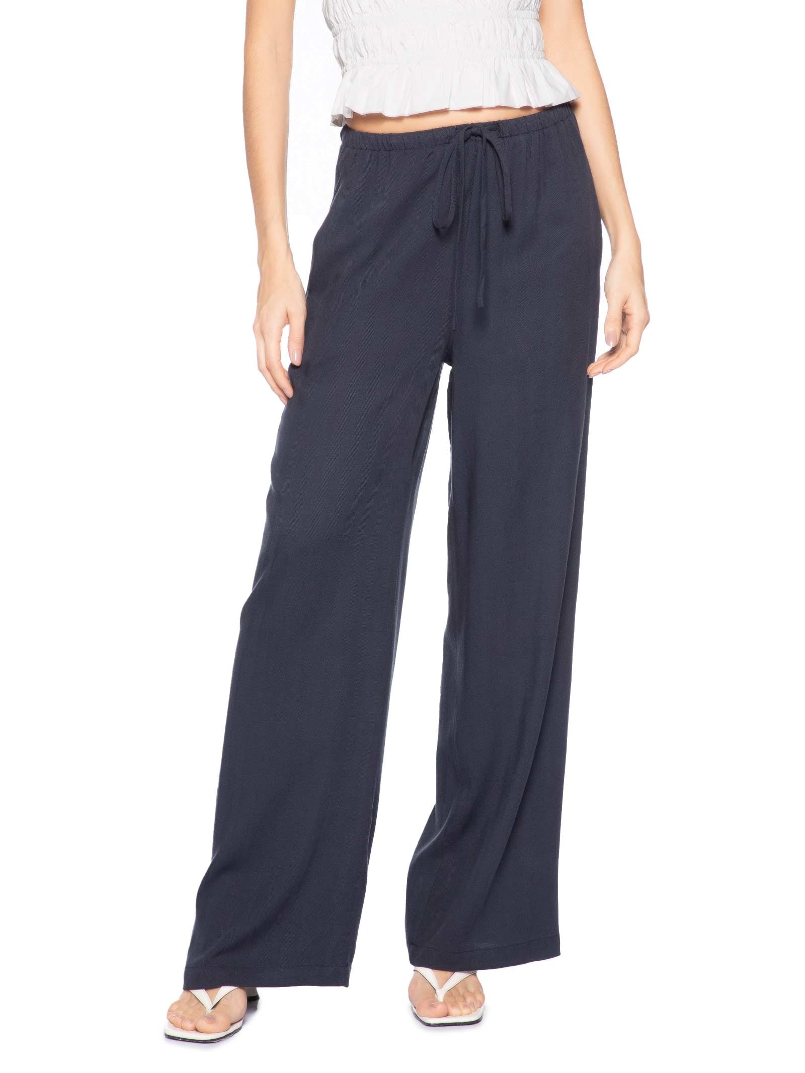Calça Feminina Pantalona Com Amarração Azul Market 33