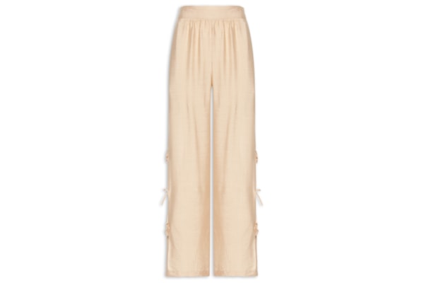 Calça Feminina Pantalona Com Amarração Lateral - Bege