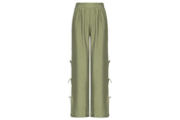 Calça Feminina Pantalona Com Amarração Lateral - Verde