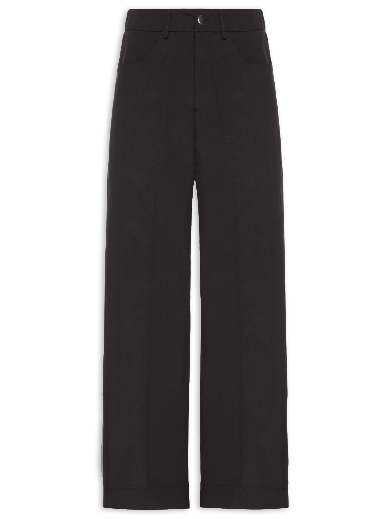 Calça Feminina Pantalona com Bolso Preto Basiq