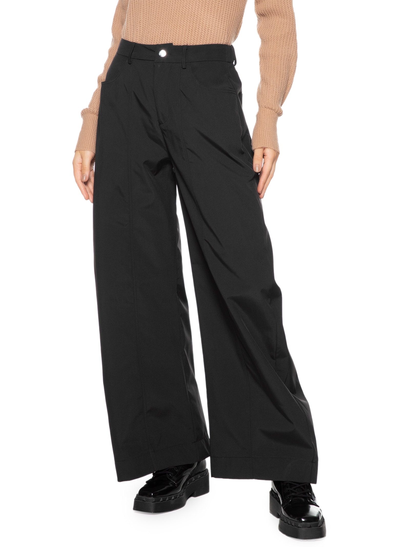 Calça Feminina Pantalona com Bolso Preto Basiq