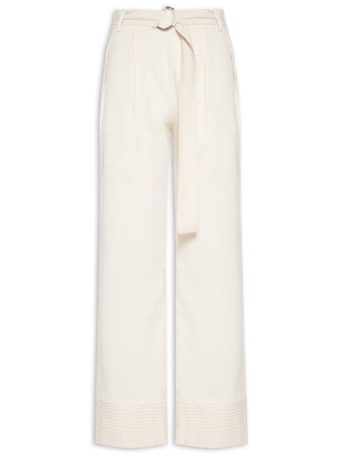 Calça Feminina Pantalona Com Cinto – Bege