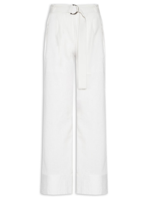 Calça Feminina Pantalona Com Cinto – Off White