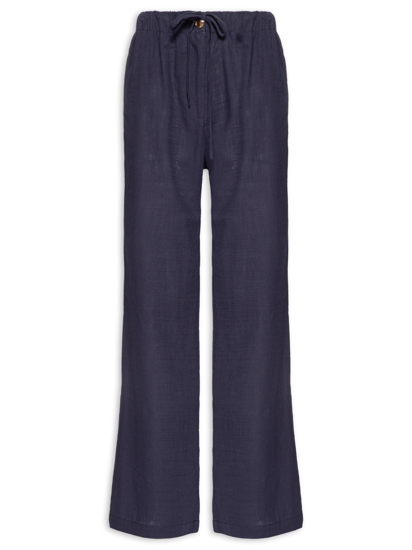 Calça Feminina Pantalona Com Cordão Azul Basiq