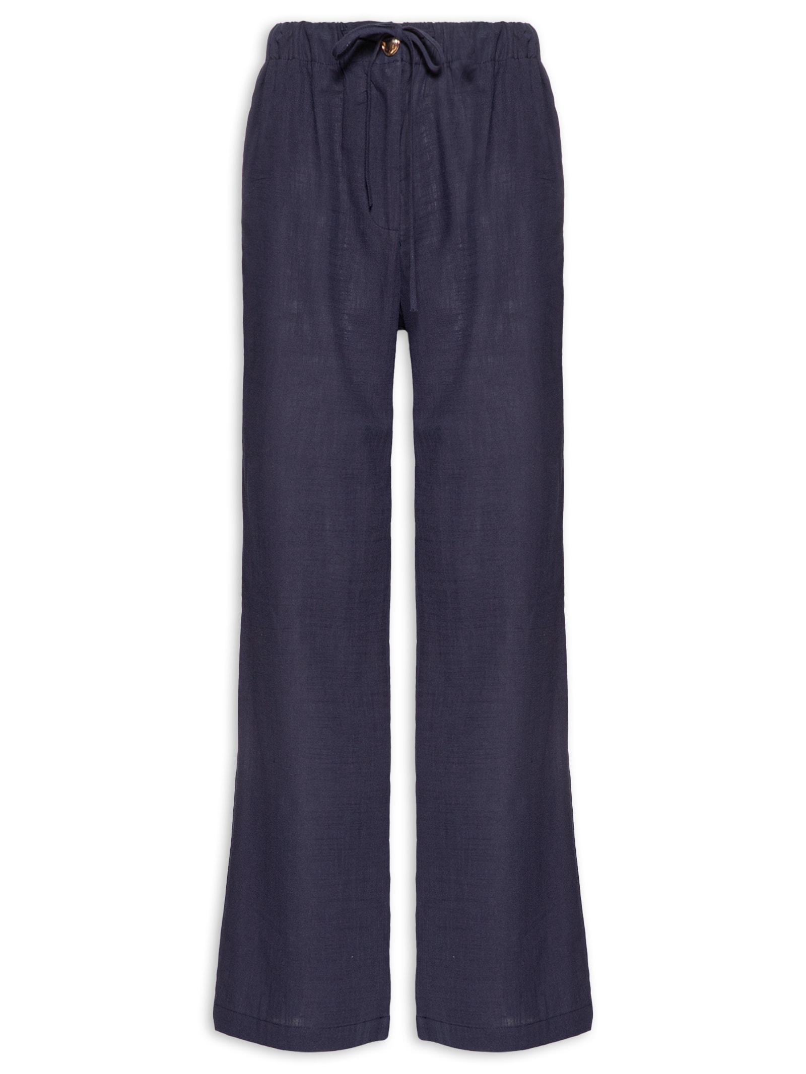 Calça Feminina Pantalona Com Cordão Azul Basiq