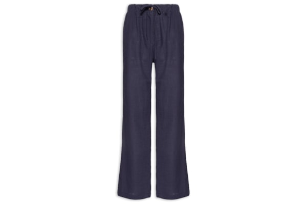 Calça Feminina Pantalona Com Cordão - Azul