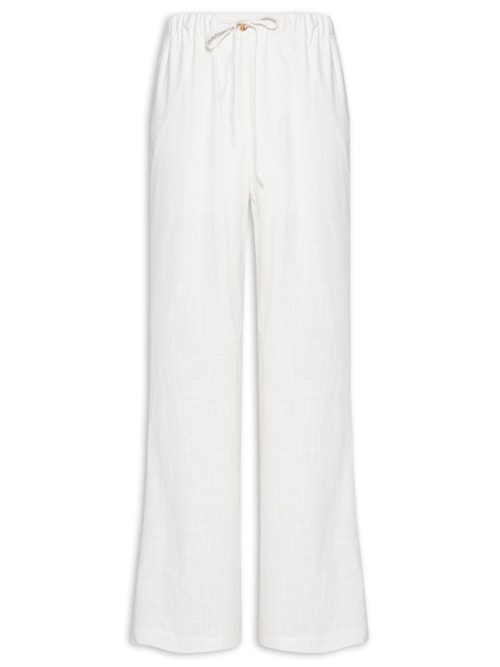 Calça Feminina Pantalona Com Cordão - Branco