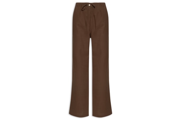 Calça Feminina Pantalona Com Cordão - Marrom