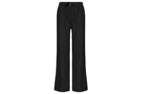 Calça Feminina Pantalona Com Cordão - Preto