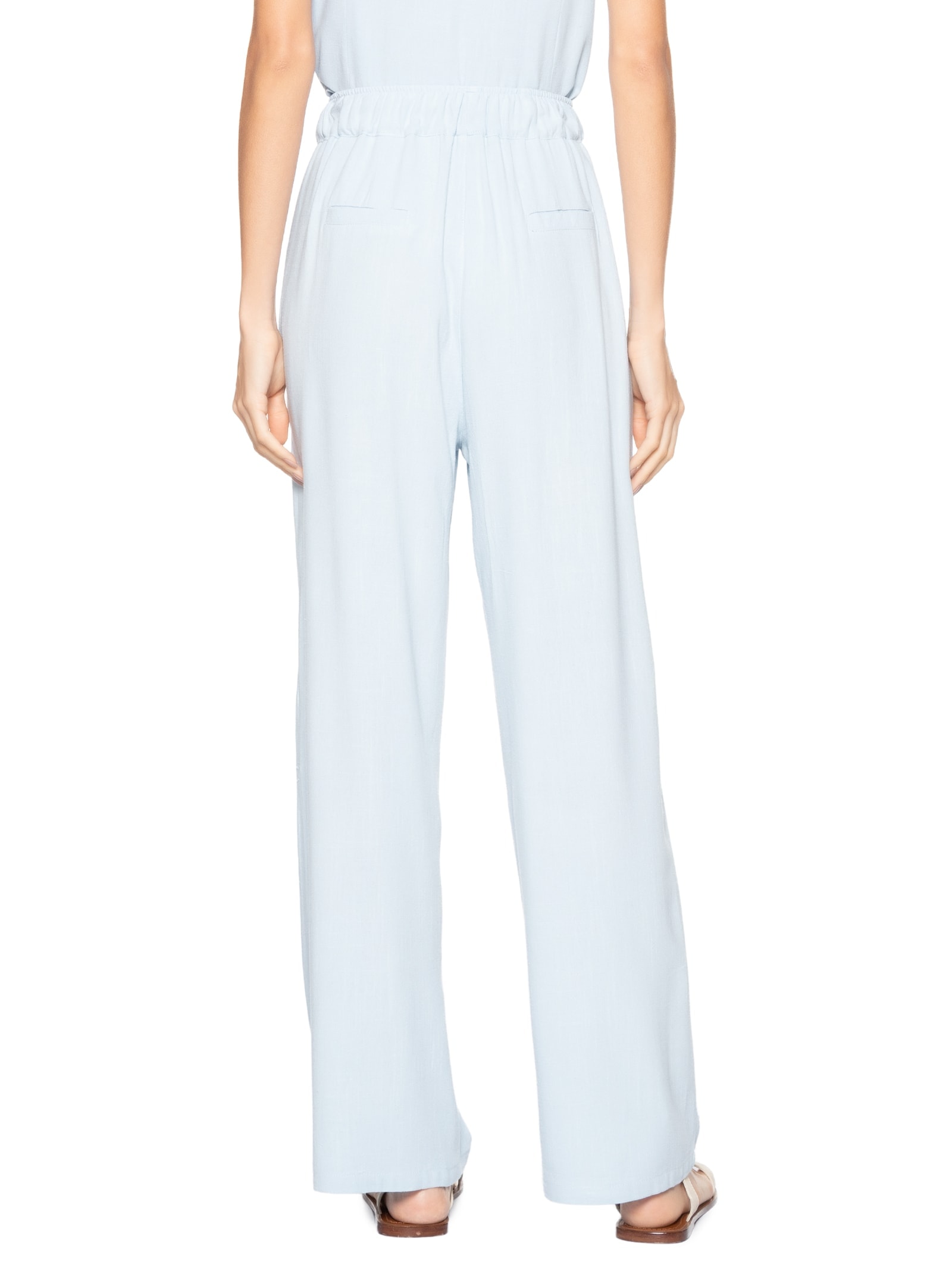 Calça Feminina Pantalona Com Linho Azul Basiq