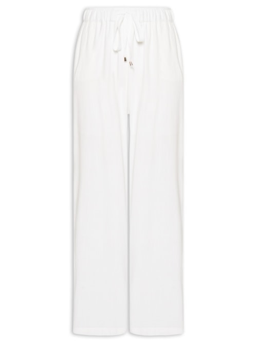 Calça Feminina Pantalona Com Linho - Branco