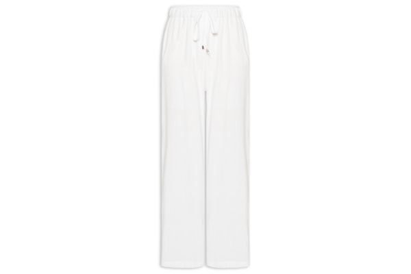 Calça Feminina Pantalona Com Linho - Branco