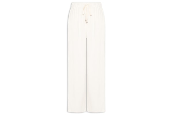 Calça Feminina Pantalona Com Linho - Off White