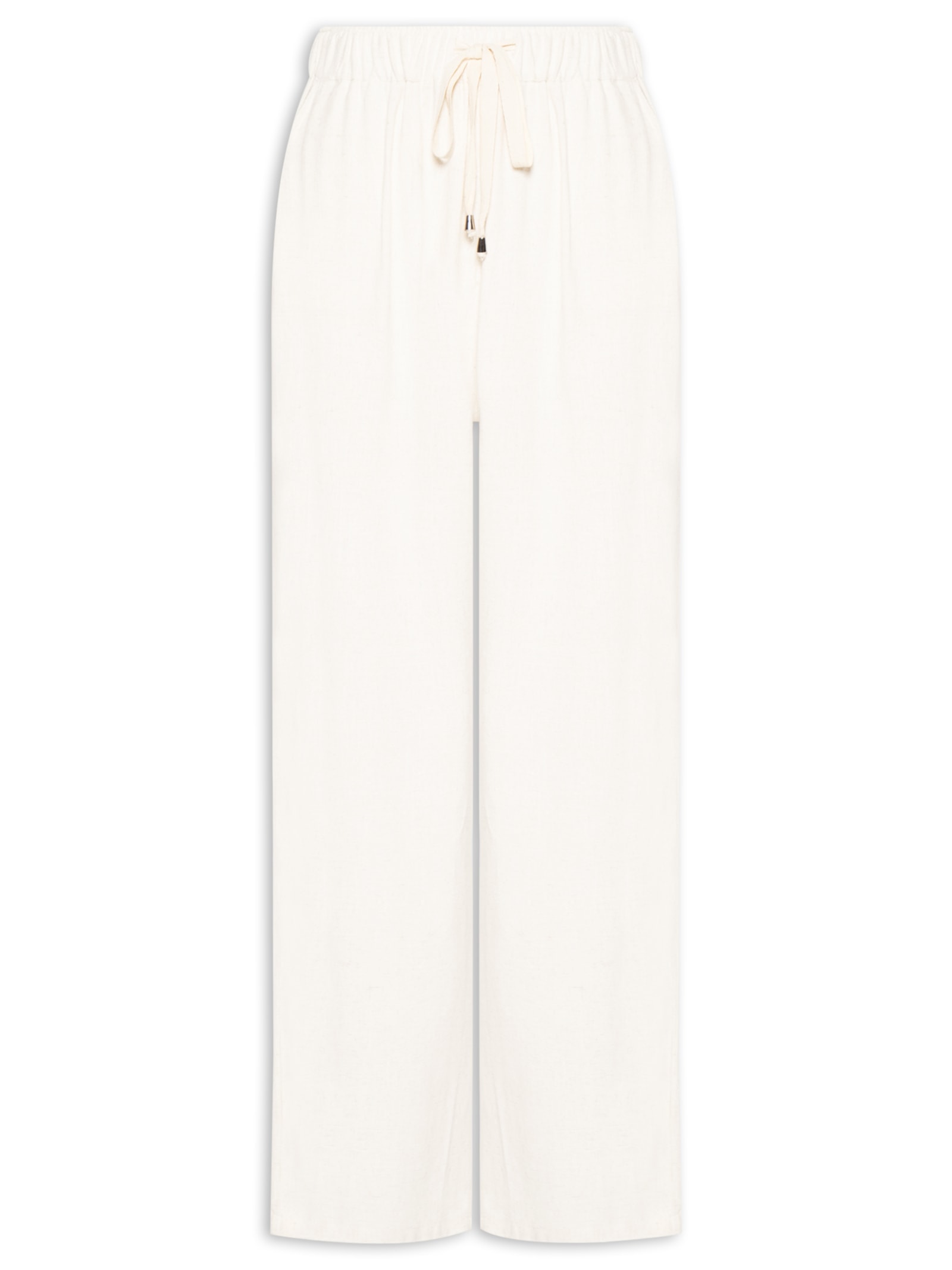 Calça Feminina Pantalona Com Linho Off White Basiq