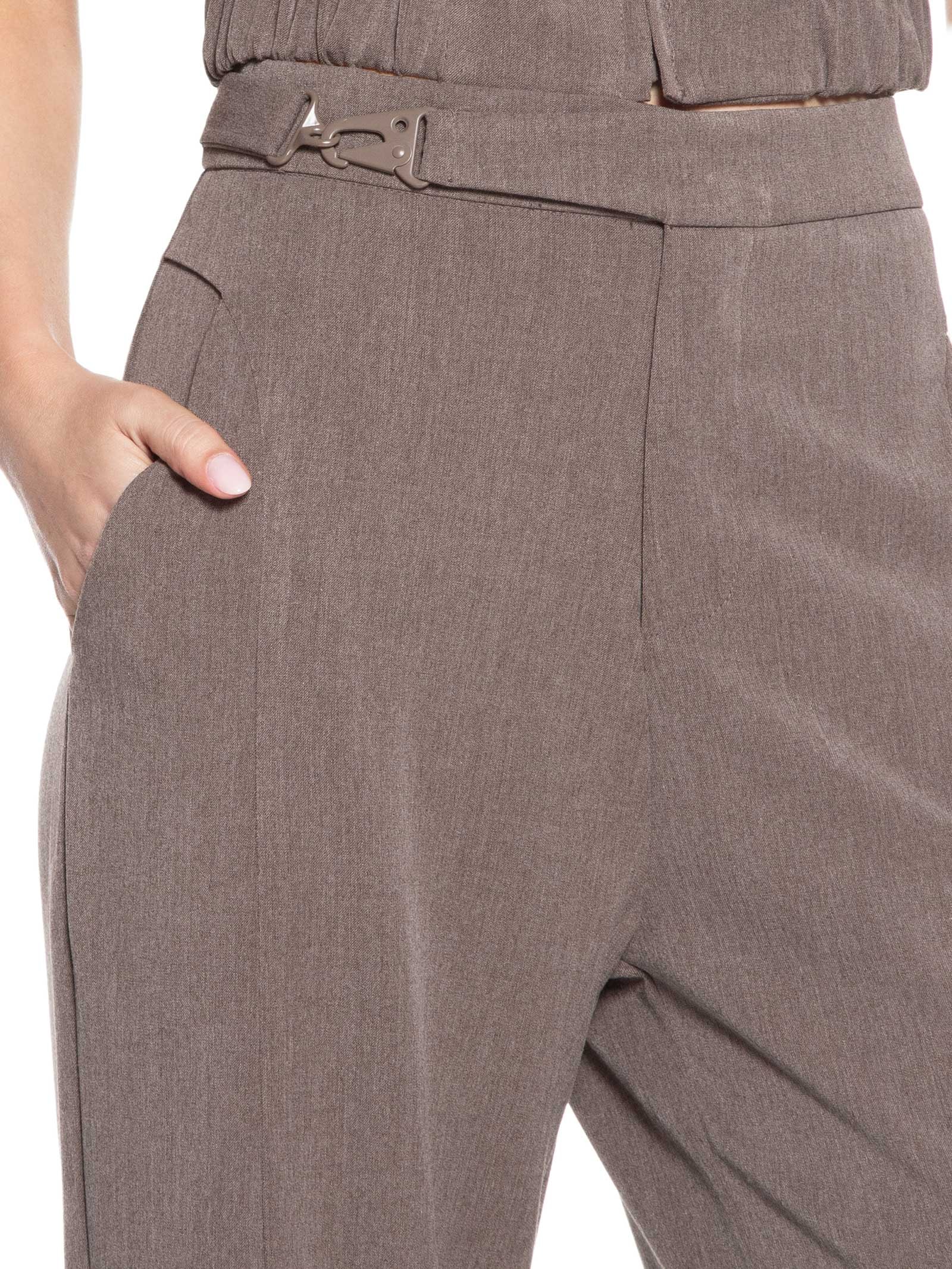 Calça Feminina Pantalona com Recorte e cinto Cinza '2Essential
