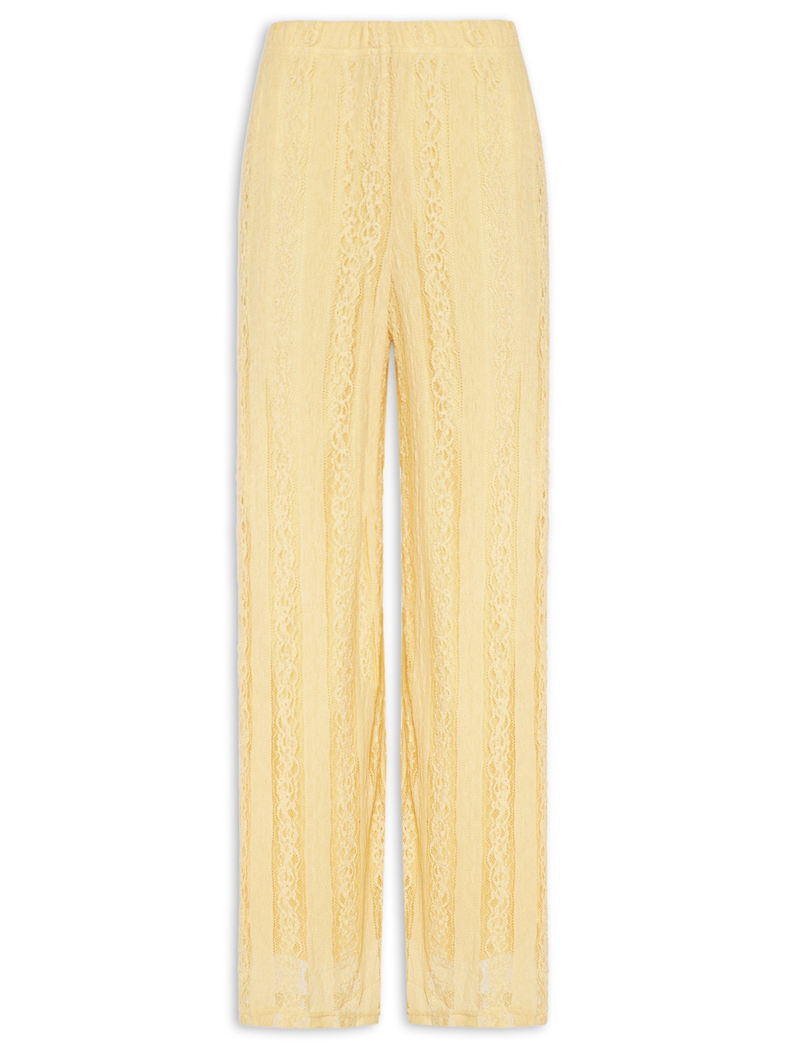 Calça Feminina Pantalona com Renda Amarelo Market 33