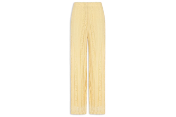 Calça Feminina Pantalona com Renda - Amarelo