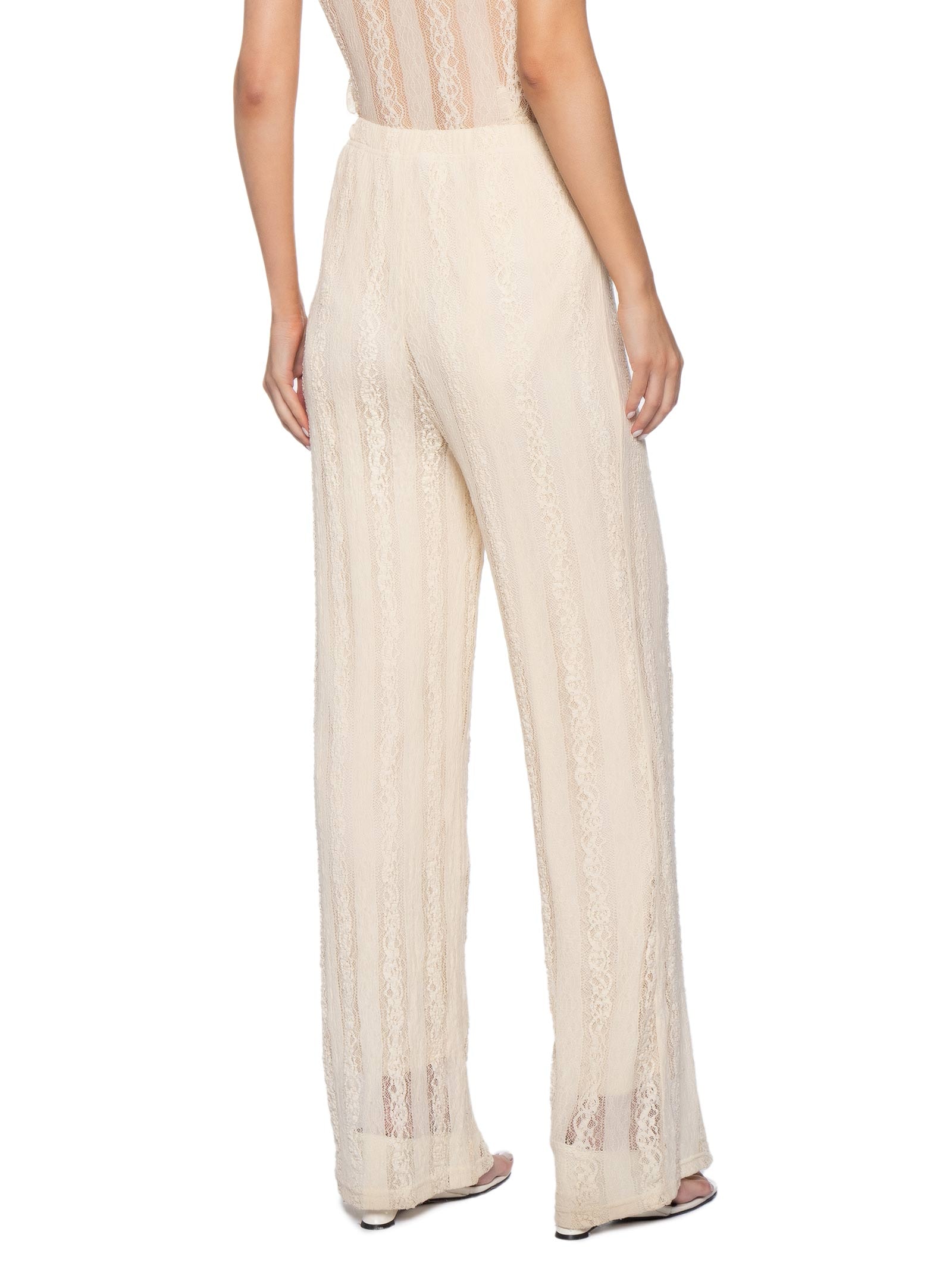 Calça Feminina Pantalona com Renda Bege Market 33