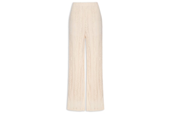 Calça Feminina Pantalona com Renda - Bege