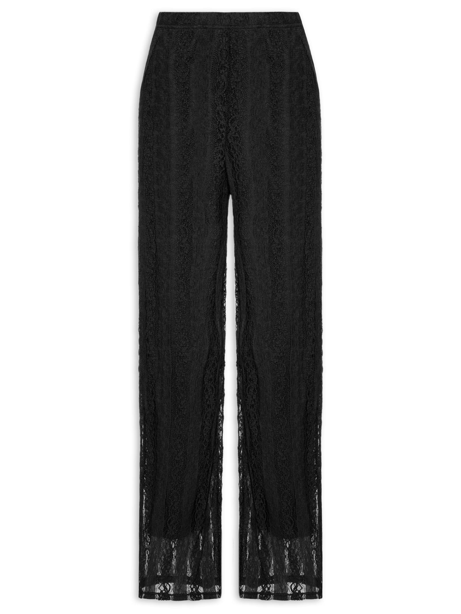 Calça Feminina Pantalona com Renda Preto Market 33