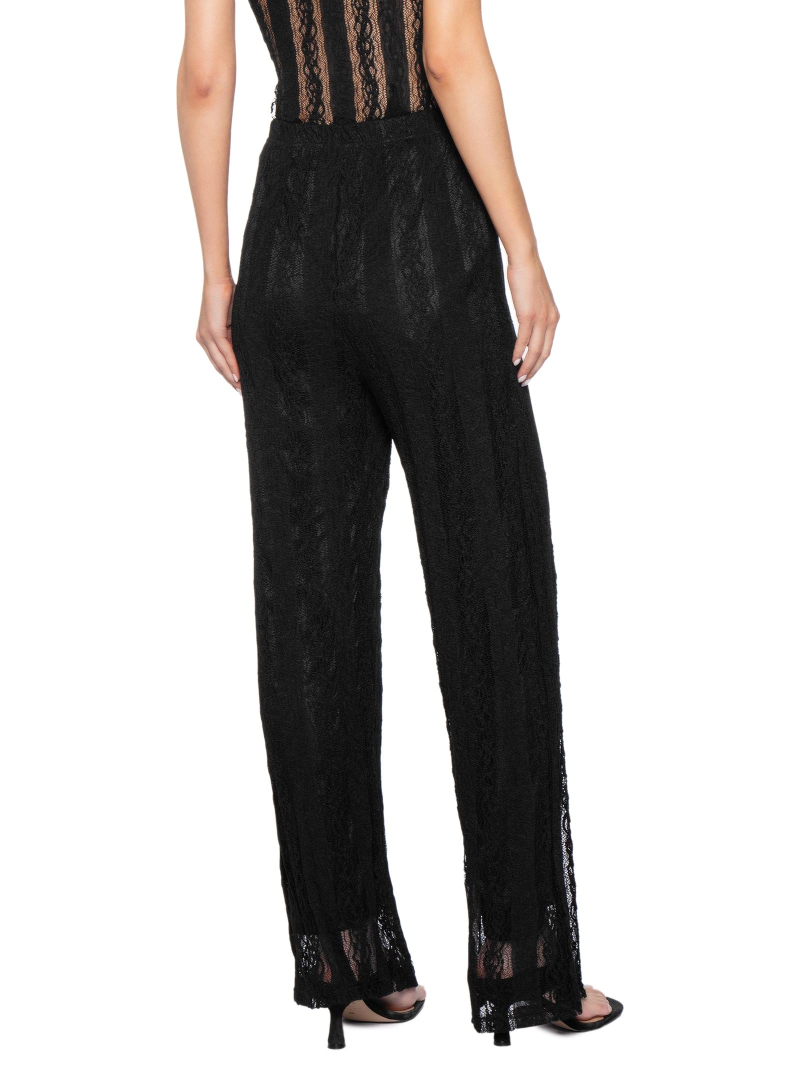 Calça Feminina Pantalona com Renda Preto Market 33