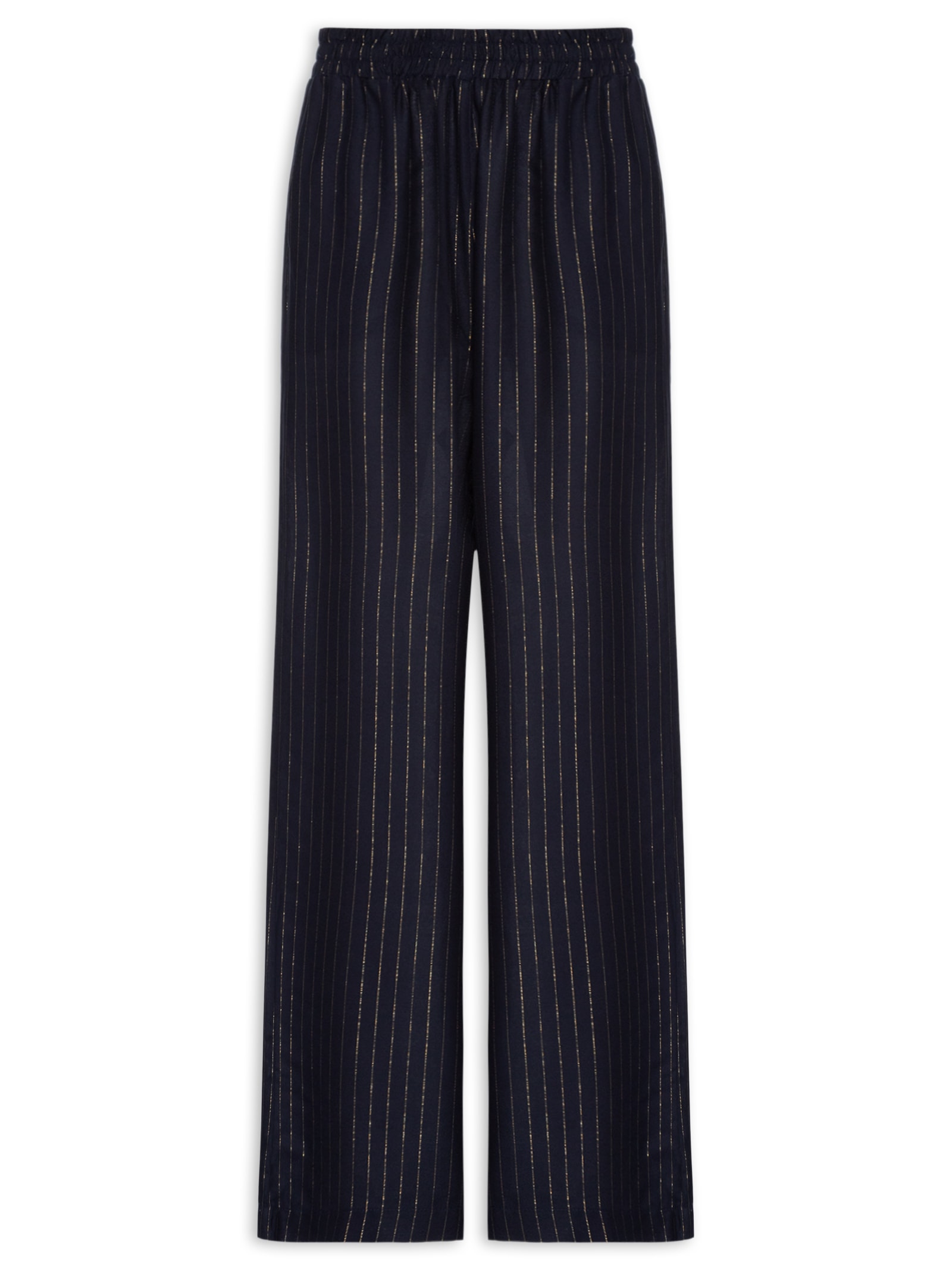 Calça Feminina Pantalona Cós Elástico Azul Cacay