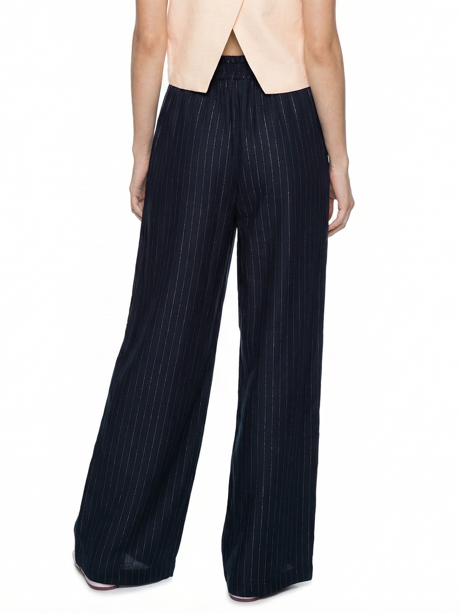 Calça Feminina Pantalona Cós Elástico Azul Cacay