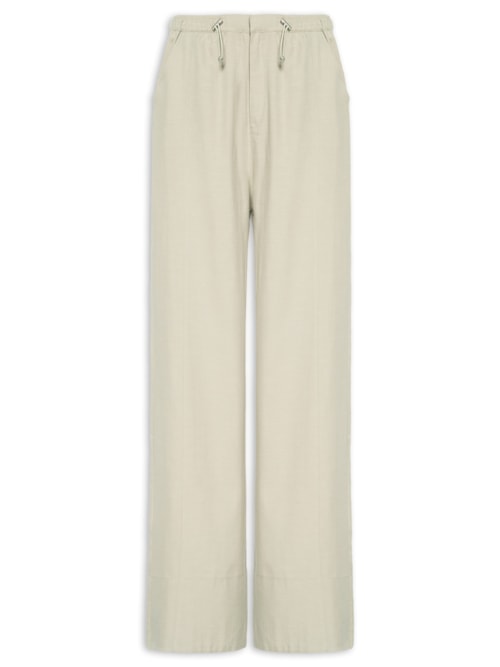 Calça Feminina Pantalona Cós Elástico – Bege