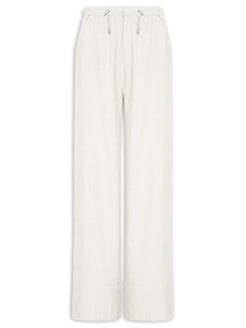 Calça Feminina Pantalona Cós Elástico – Branco