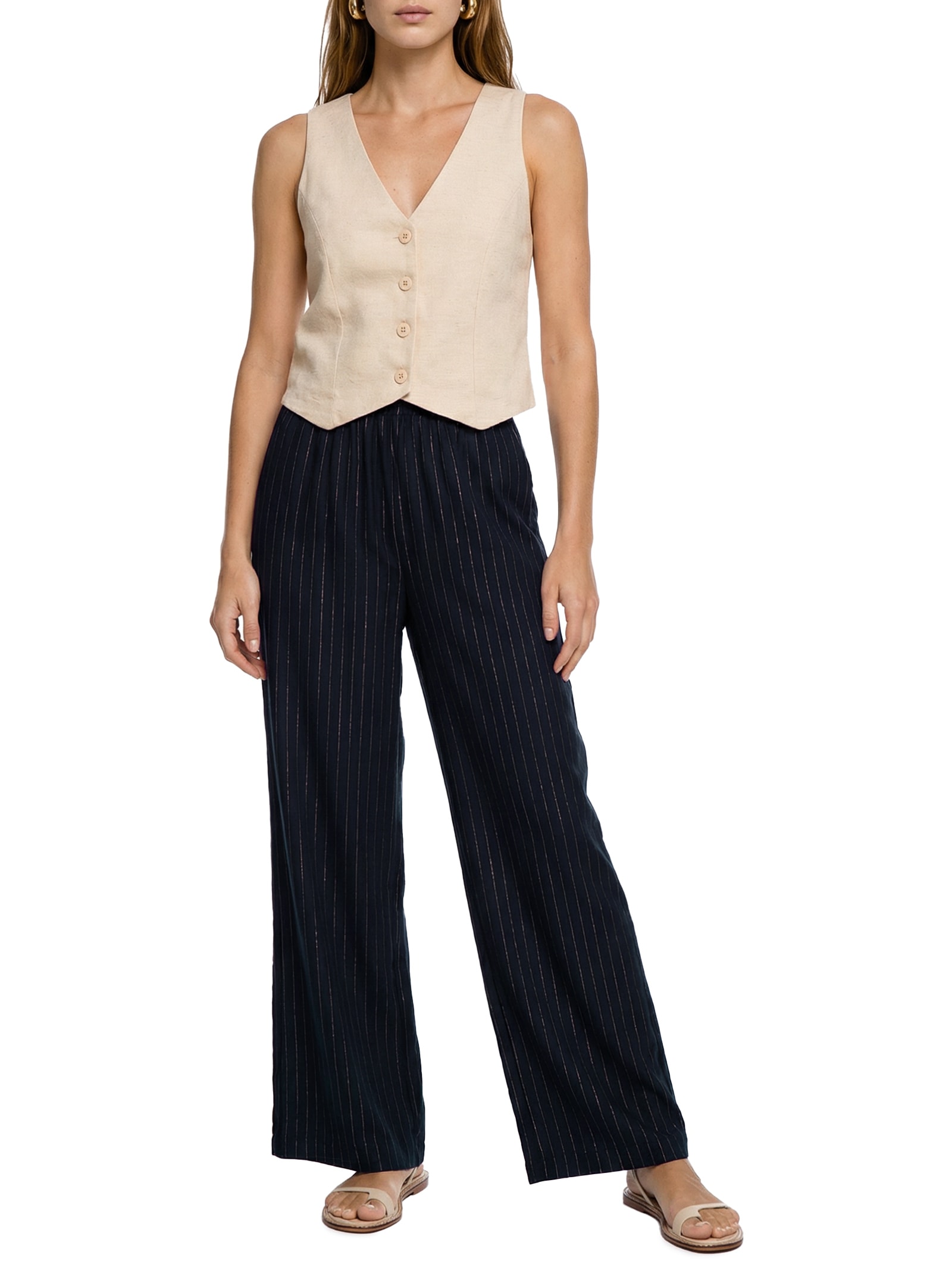 Calça Feminina Pantalona Cós Elástico – Azul Cacay