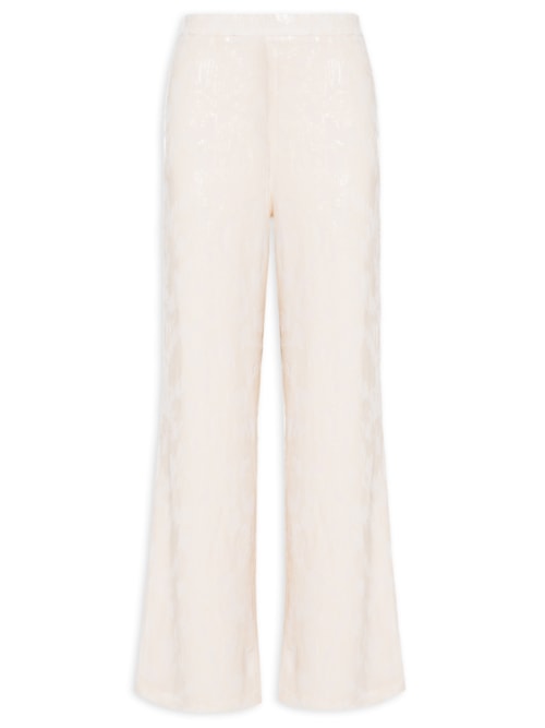 Calça Feminina Pantalona De Paetê – Off White