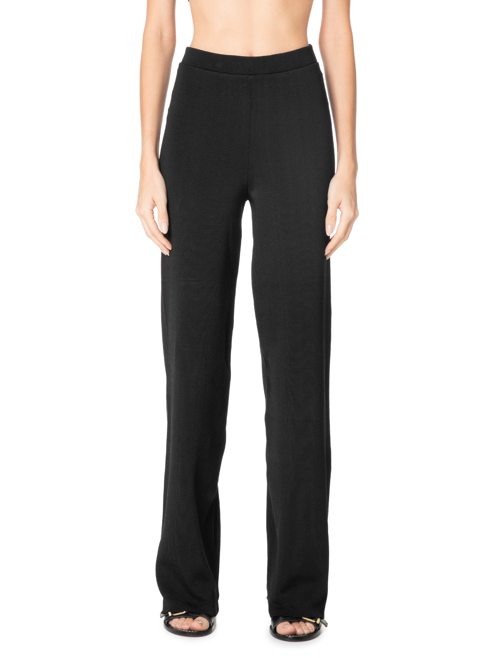 Calça Feminina Pantalona De Tricot Preto Animale