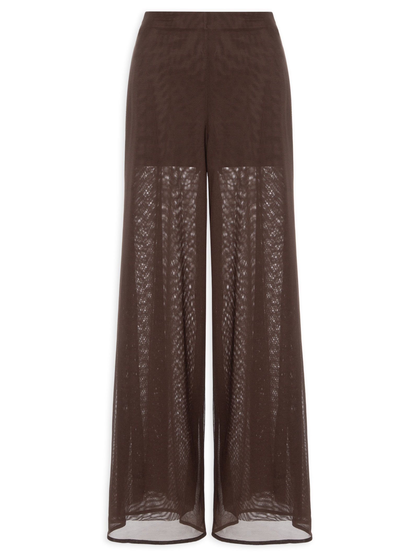 Calça Feminina Pantalona De Tule Marrom Lança Perfume