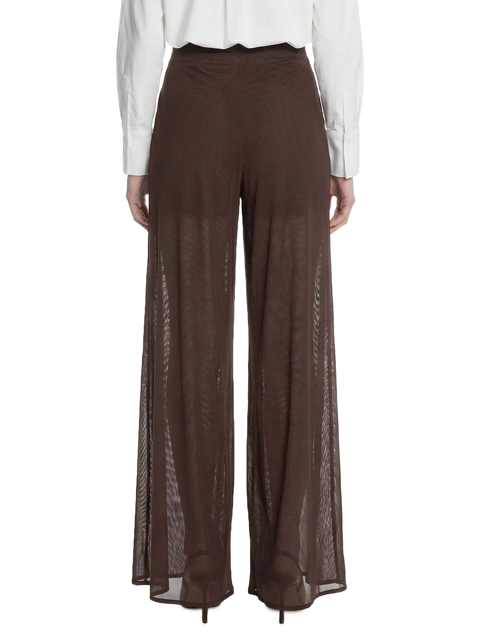 Calça Feminina Pantalona De Tule Marrom Lança Perfume