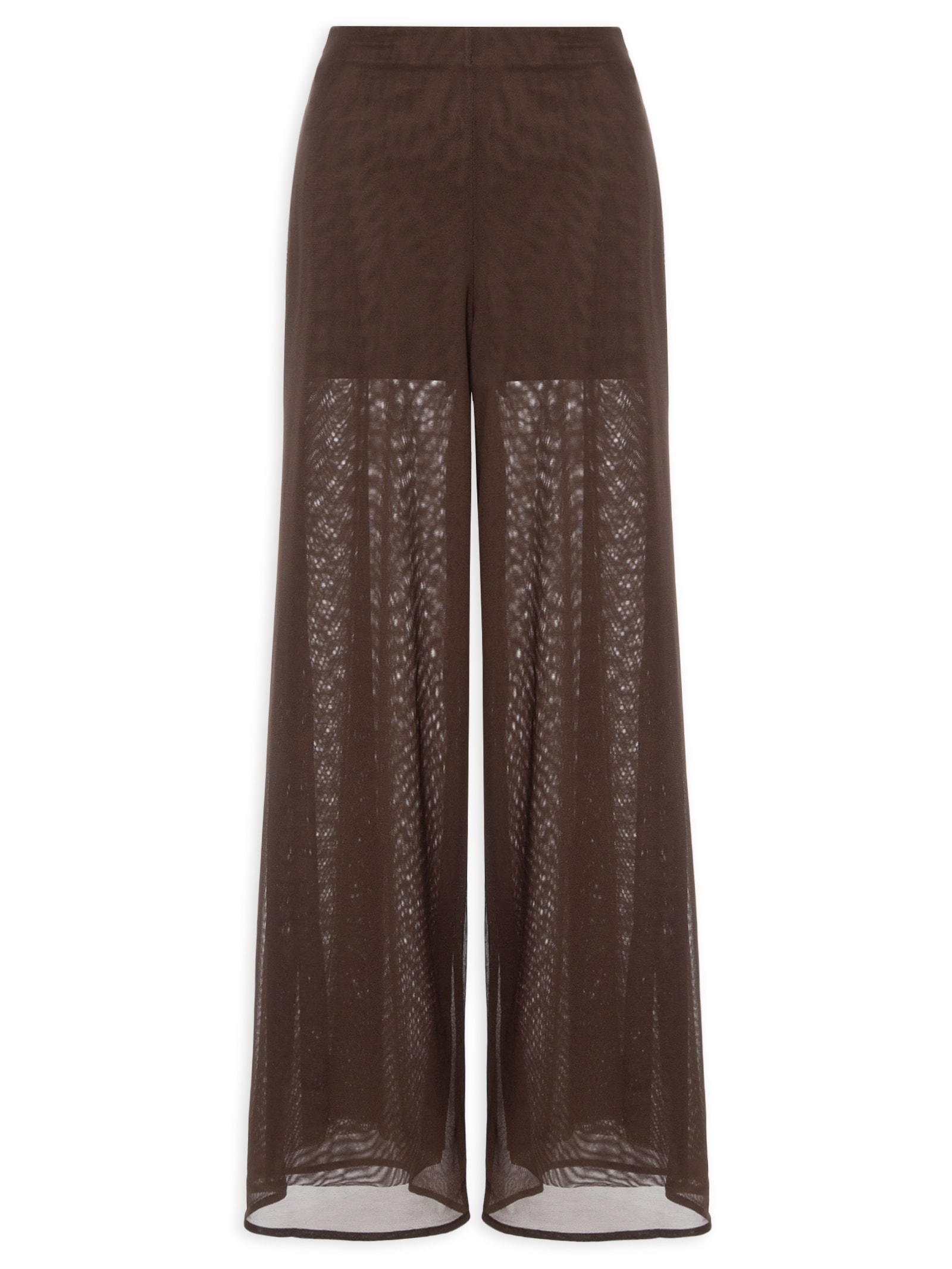 Calça Feminina Pantalona De Tule Marrom Lança Perfume