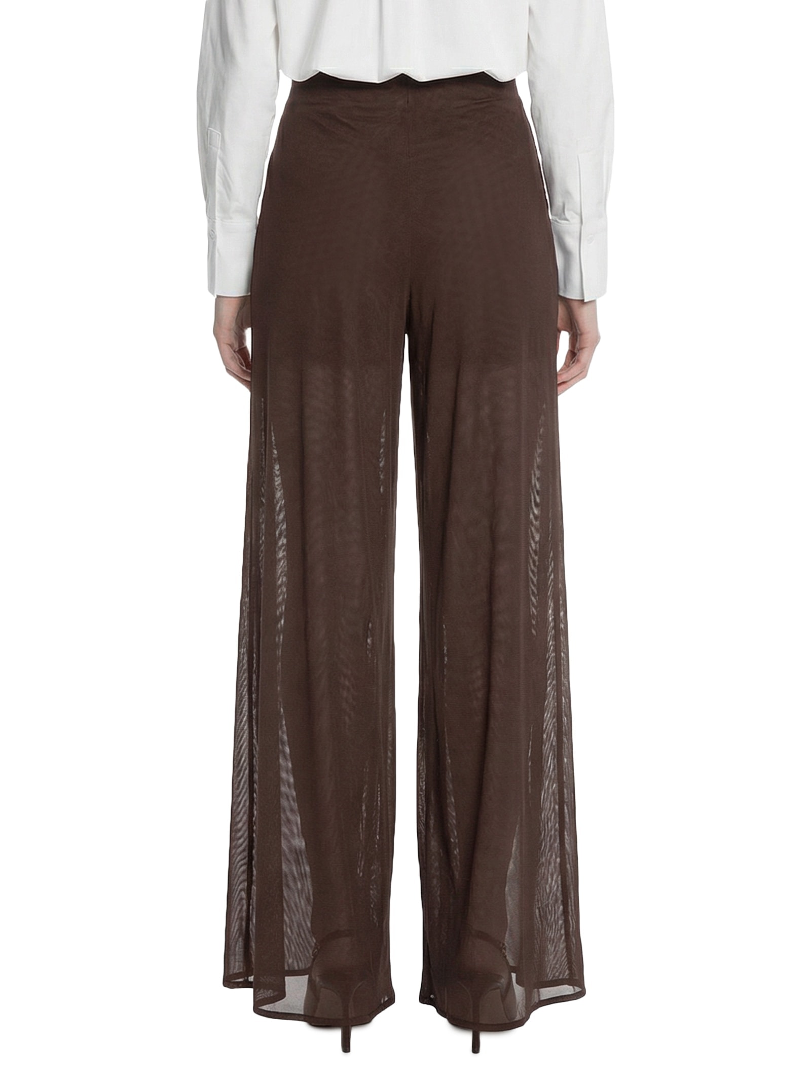 Calça Feminina Pantalona De Tule Marrom Lança Perfume