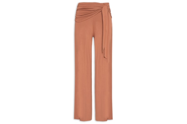 Calça Feminina Pantalona Detalhe Cós - Marrom