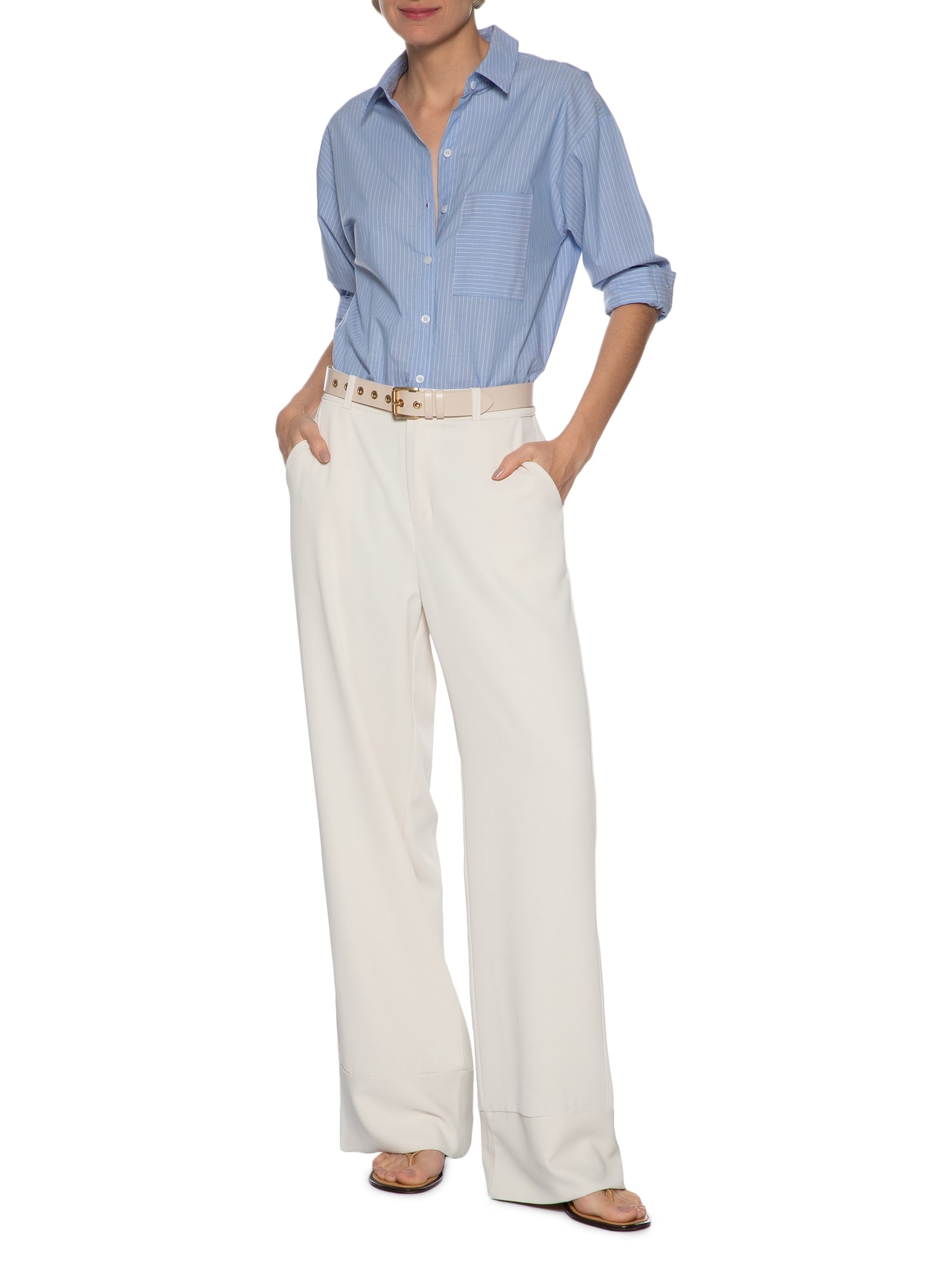 Calça Feminina Pantalona Em Alfaiataria Off White '2Essential