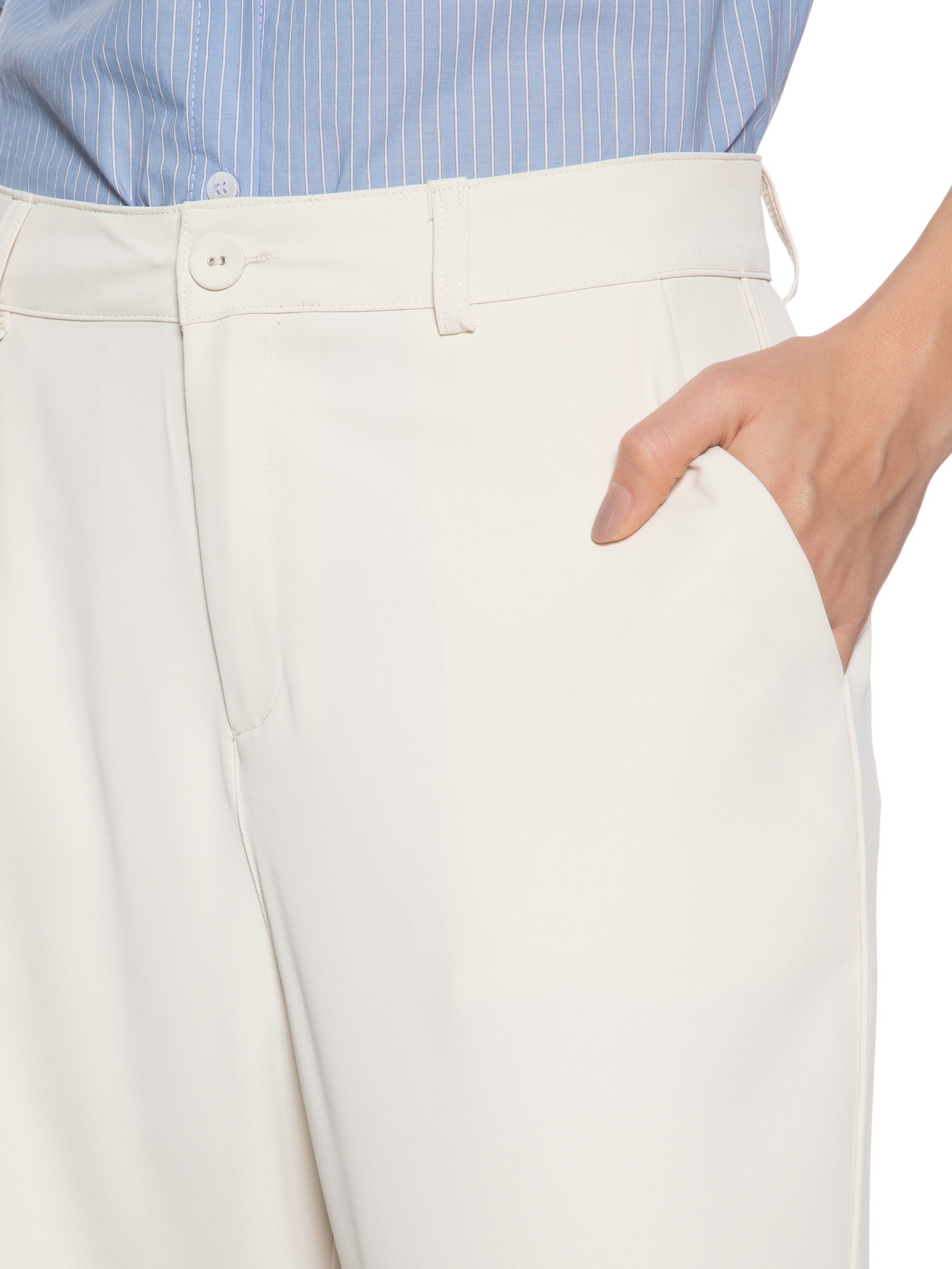 Calça Feminina Pantalona Em Alfaiataria Off White '2Essential