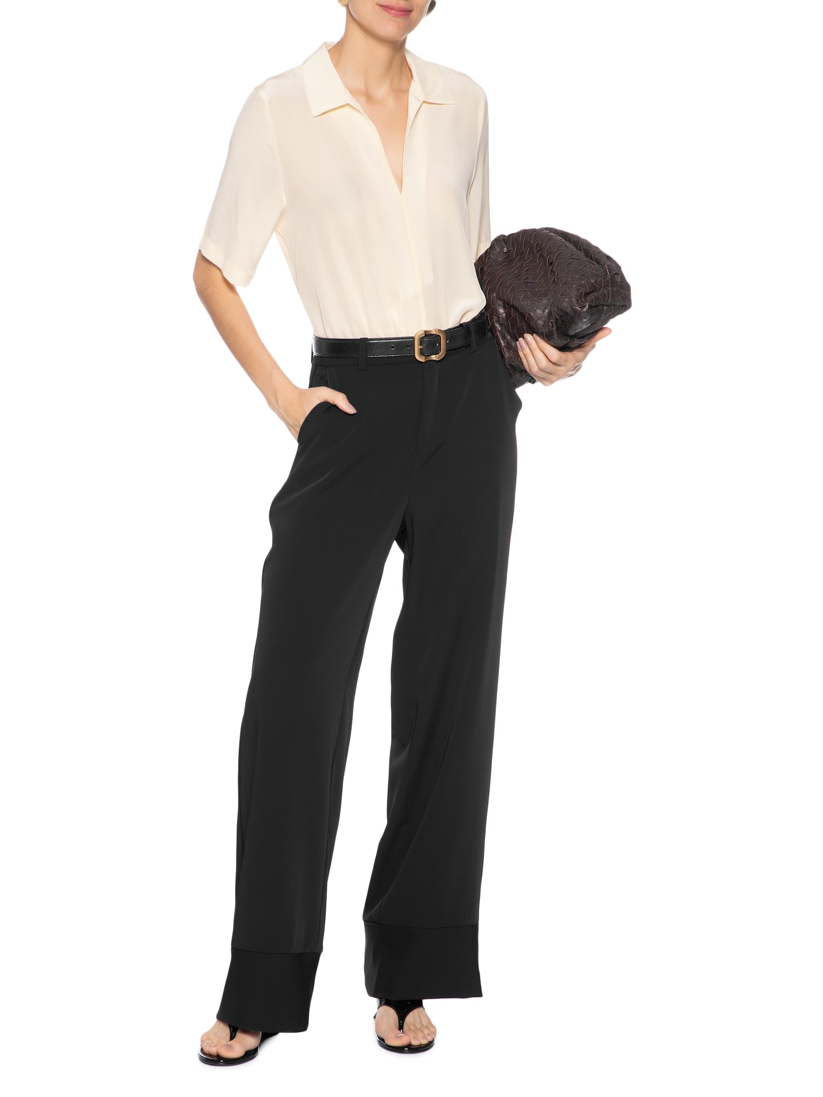 Calça Feminina Pantalona Em Alfaiataria Preto '2Essential