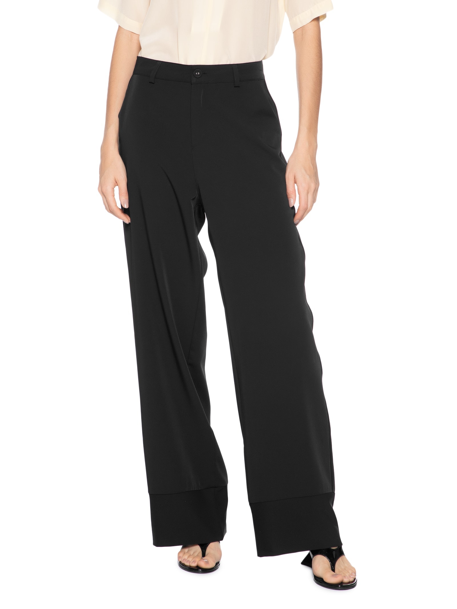 Calça Feminina Pantalona Em Alfaiataria Preto '2Essential