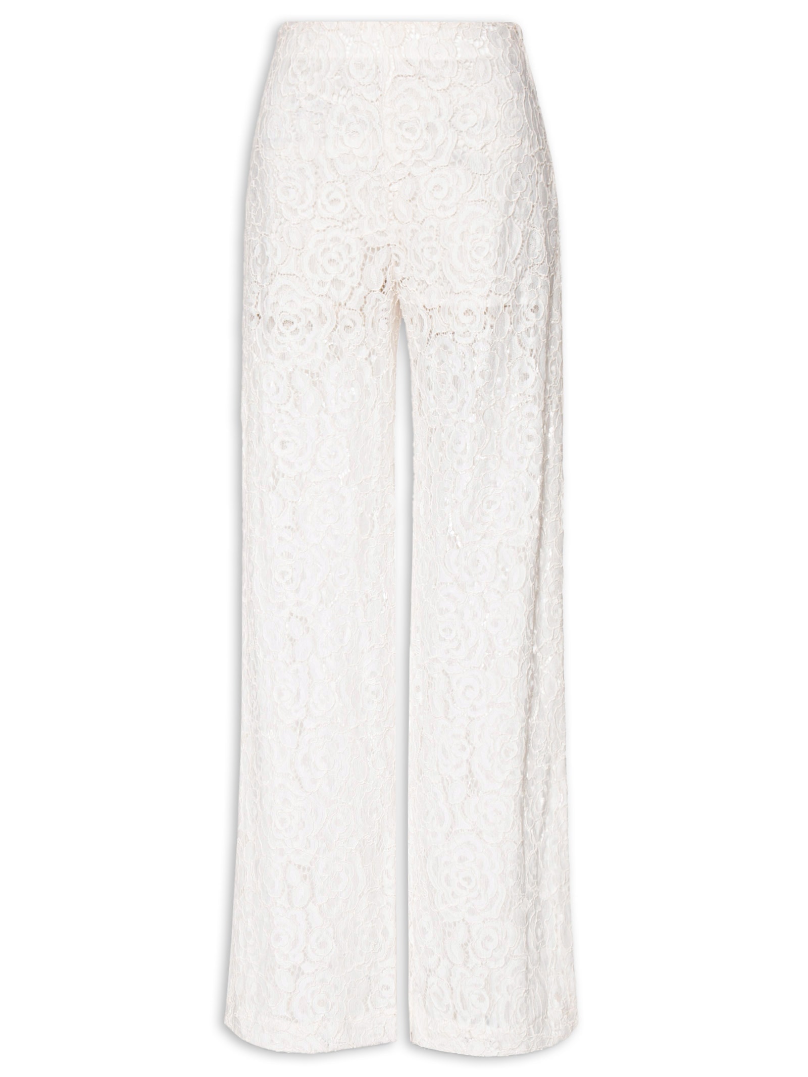Calça Feminina Pantalona Em Renda Off White '2Essential