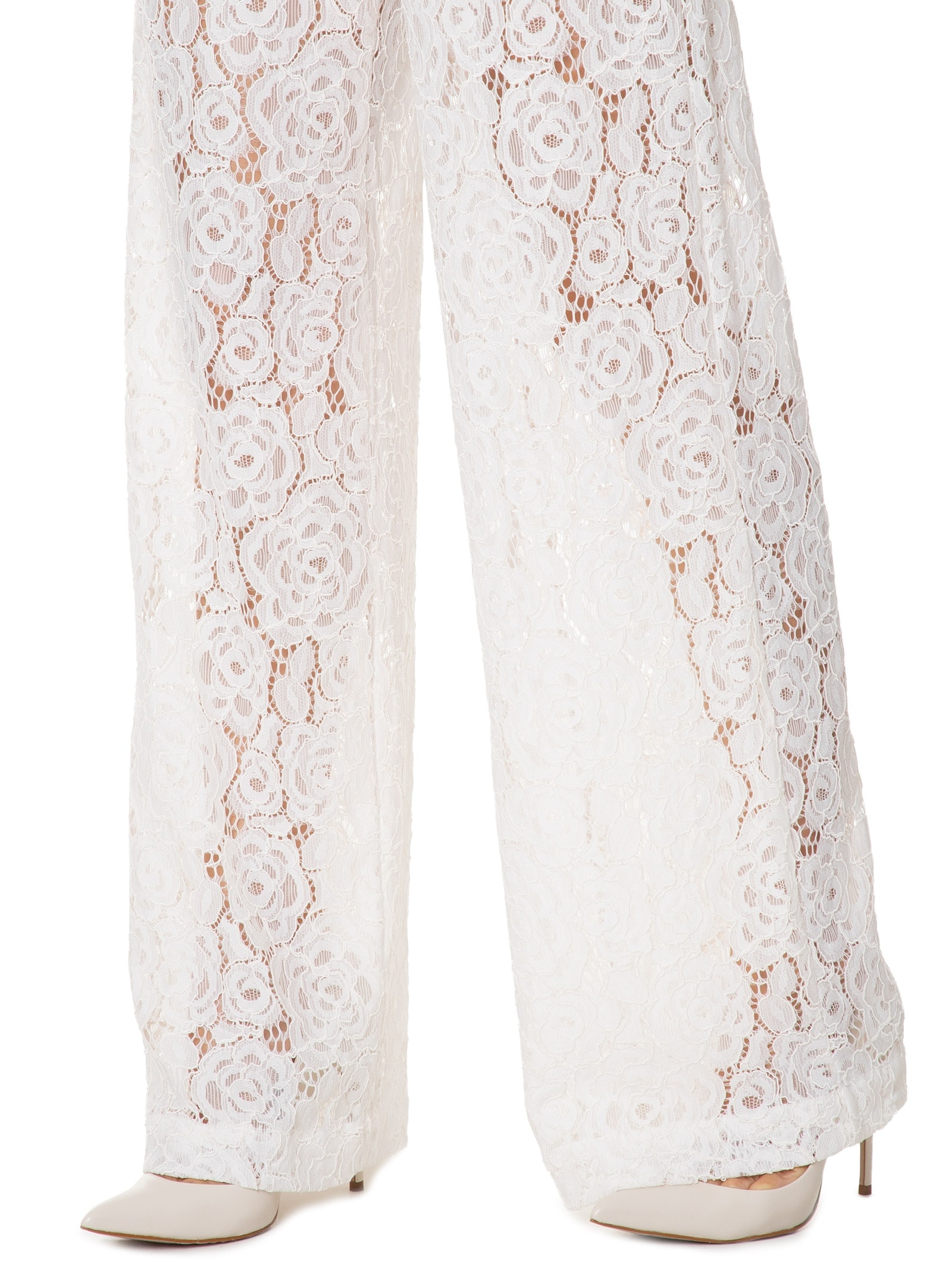 Calça Feminina Pantalona Em Renda Off White '2Essential